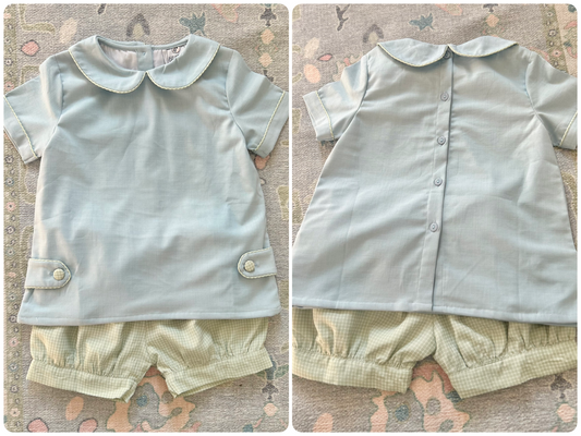 Chapel Blue Linen  Boys Shortie Set