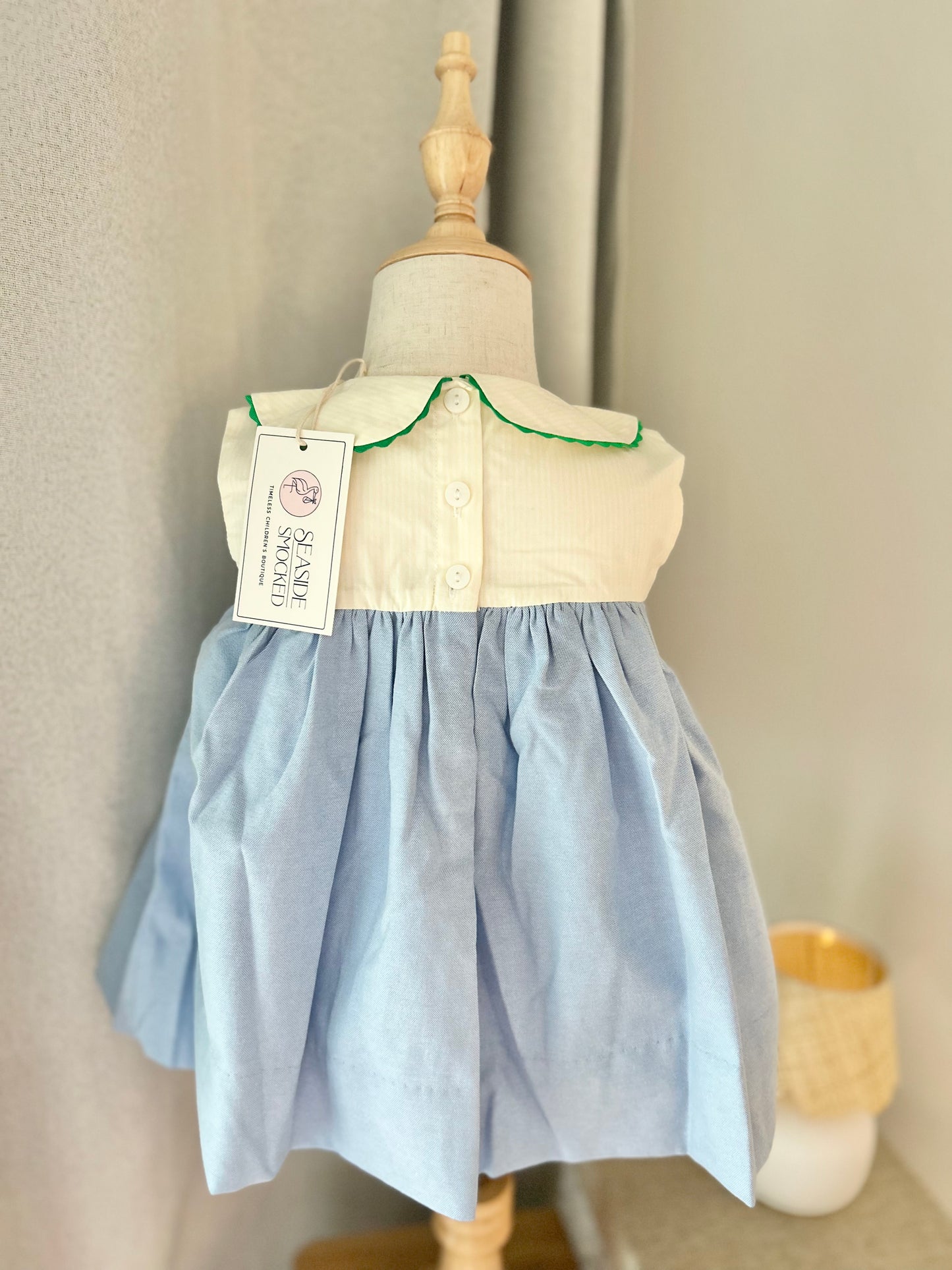 Girls Golf Ribbon Blue Oxford Fabric Bloomer Set