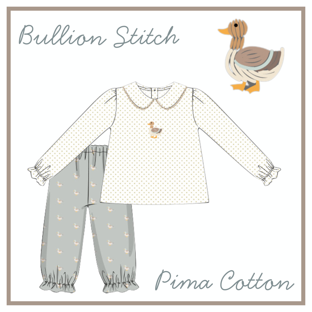 November Arrival GIRLS Pima & Bullion Stitch Mallard Pant Set