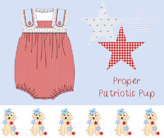 Patriotic Pup Ribbon Girls Bubble