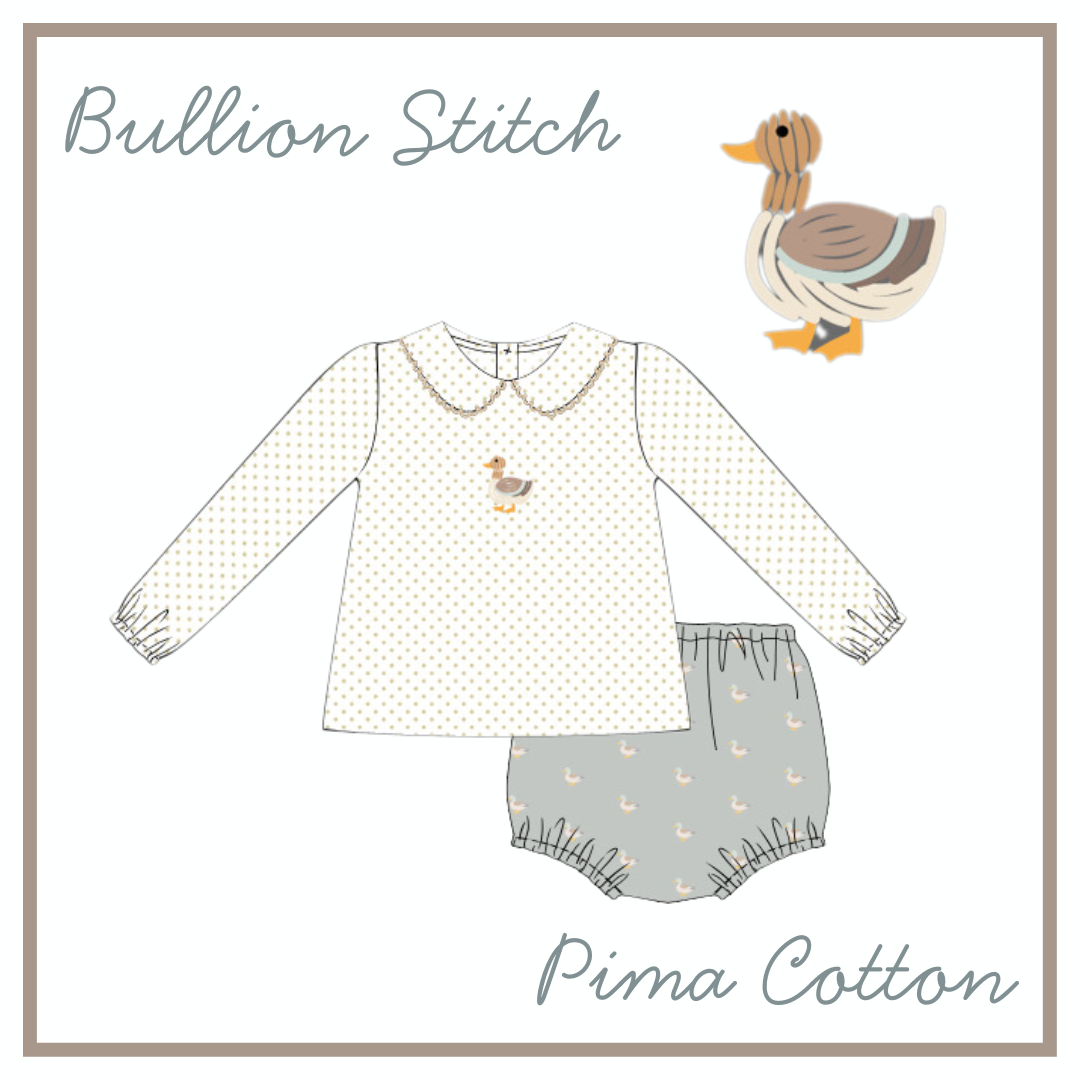November Arrival BOYS Pima & Bullion Stitch Mallard Diaper Set