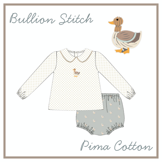 November Arrival BOYS Pima & Bullion Stitch Mallard Diaper Set
