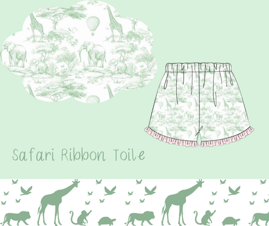 Girls Safari Toile Ruffle Shorties
