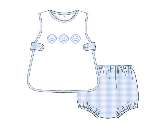 Sterling Shell Embroidered Diaper Set