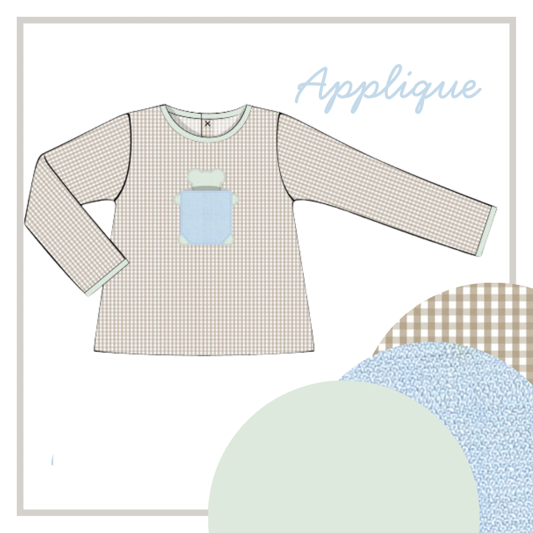 December Arrival Boys Bear Applique Top