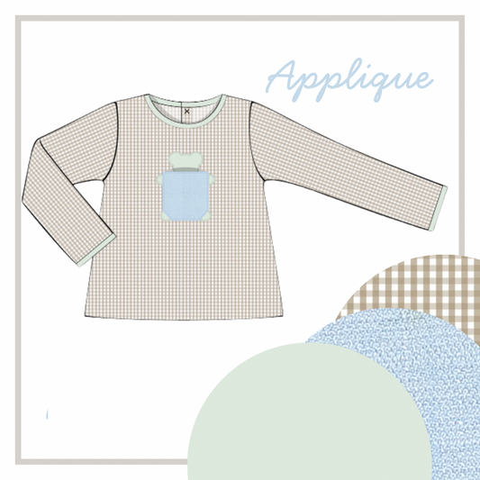 December Arrival Boys Bear Applique Top