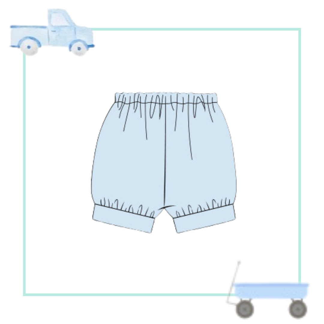 October Arrival Blue Pima Wide Banded Shortie (Oct Wagon Ribbon, January Wagon & Truckin’ Match)