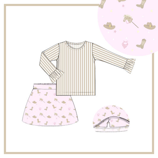 February Arrival Giddy Up Girls Skort Set - Pima