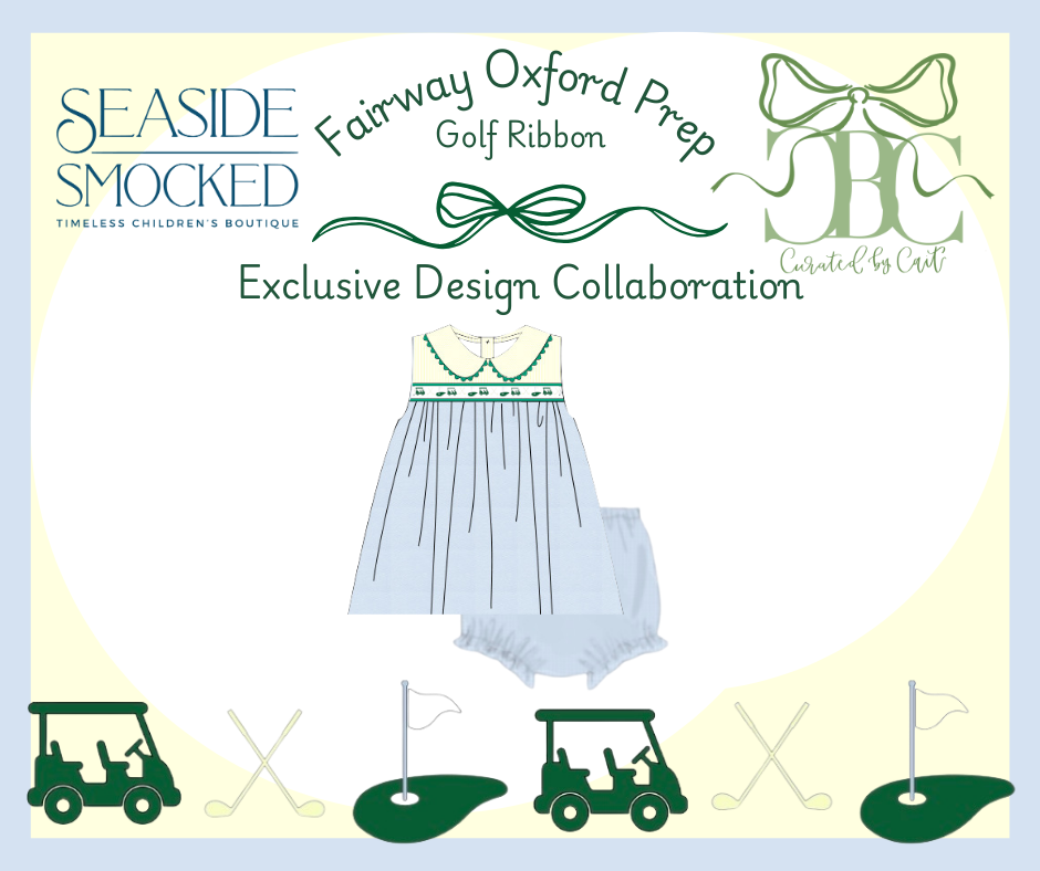 Girls Golf Ribbon Blue Oxford Fabric Bloomer Set