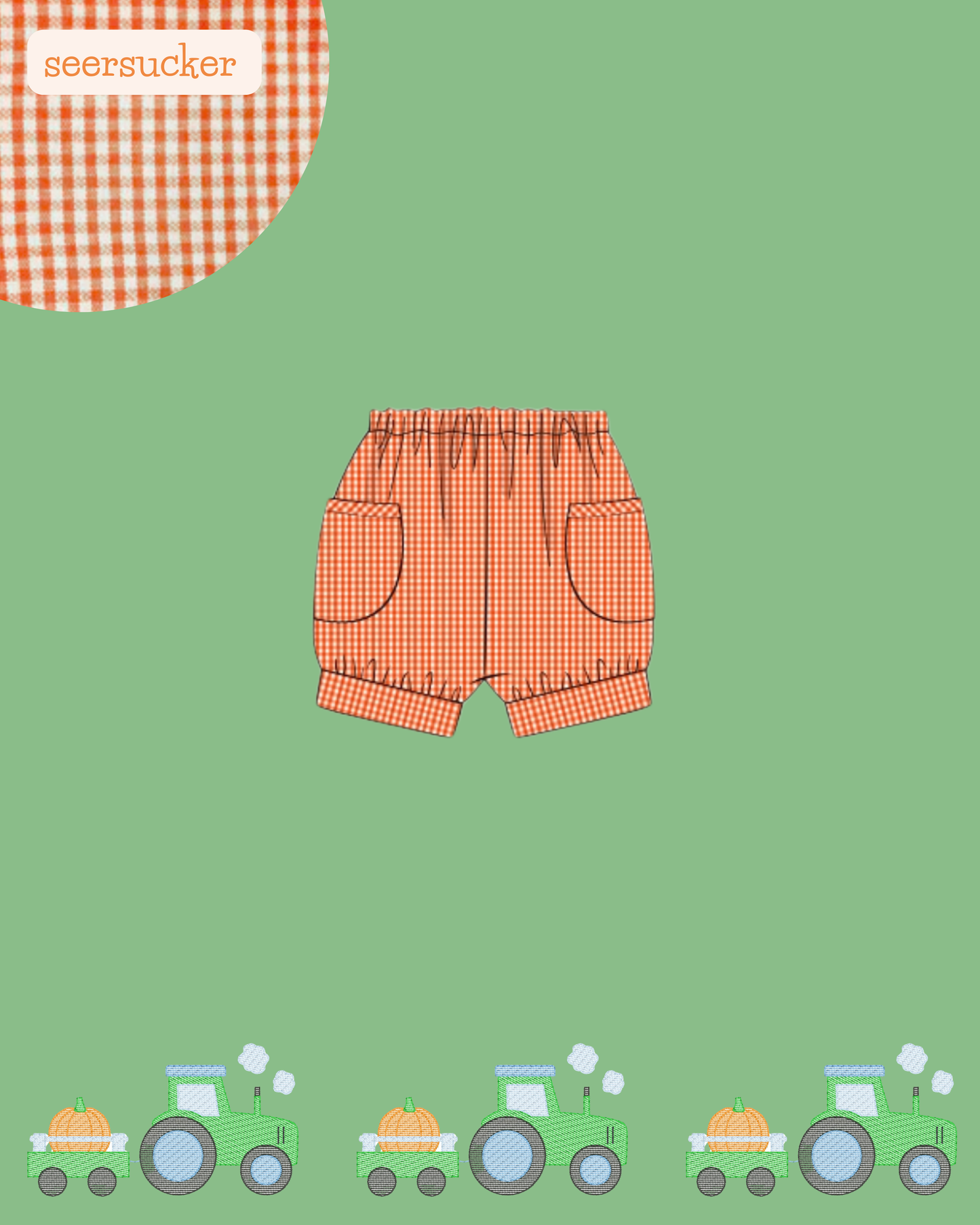 Orange Gingham Banded Shorties (Tractor Match)