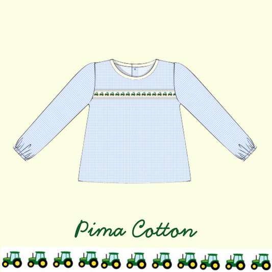 November Arrival Pima Cotton Tractor Ribbon Flat Top