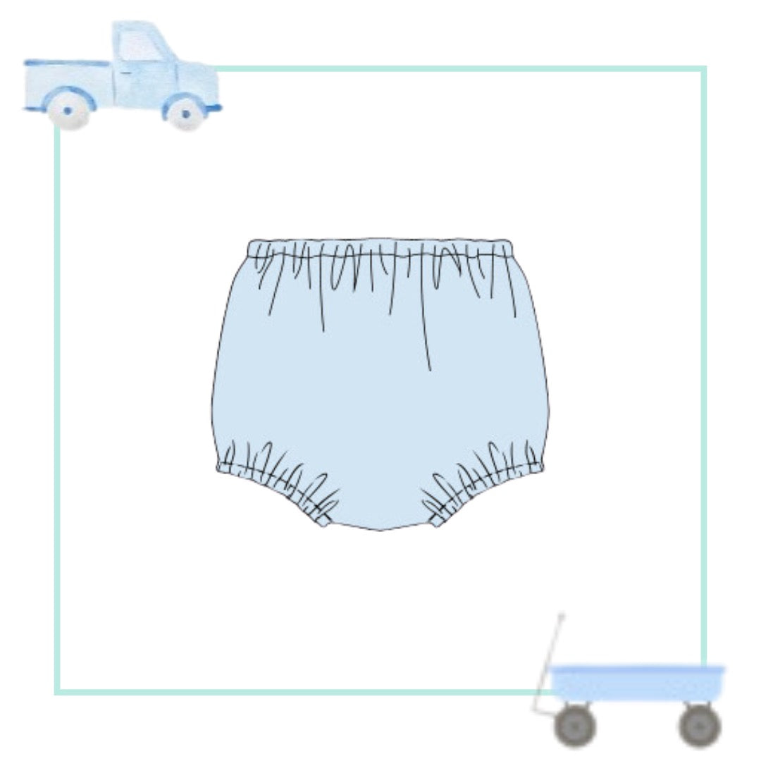 October Arrival Blue Pima Diaper Cover (Oct Wagon Ribbon, January Wagon & Truckin’ Match)