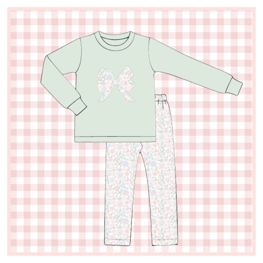 January Arrival Seaside Liberty Bow Applique Legging Set