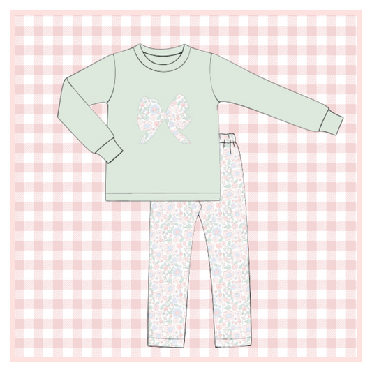 January Arrival Seaside Liberty Bow Applique Legging Set