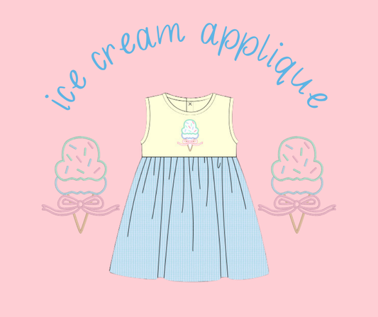 Girls Ice cream Applique Knit Dress