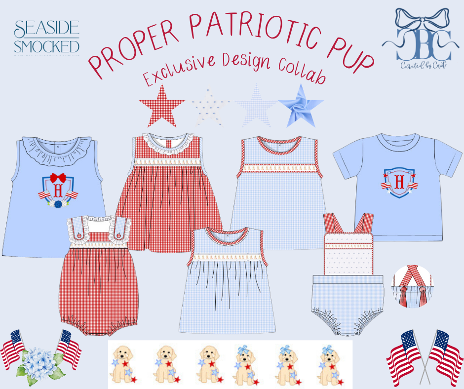 Patriotic Pup Ribbon Girls Bubble