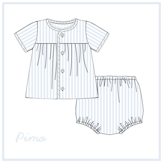 January Arrival Pima Play Stripes Diaper Set