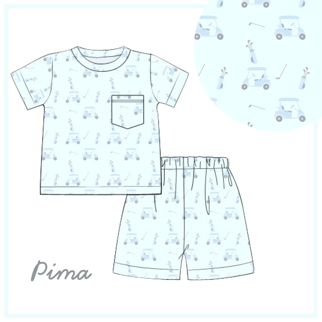 January Arrival Pima Play Golf Print Shortie Set