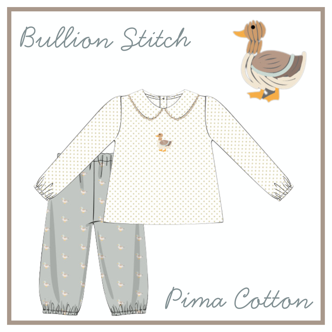 November Arrival BOYS Pima & Bullion Stitch Mallard Pant Set