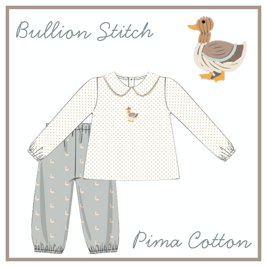 November Arrival BOYS Pima & Bullion Stitch Mallard Pant Set
