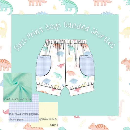 Dino Print Banded Pocket Shorties
