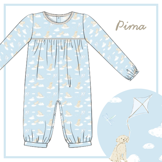 November Arrival Pima Sky Pup Boys Romper