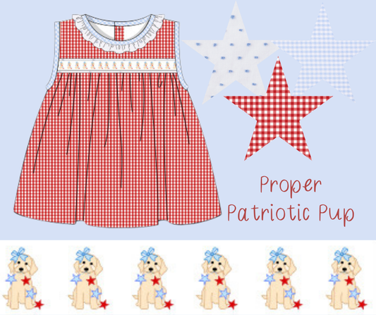 Patriotic Pup Ribbon Girls Float Top