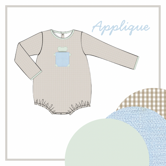 December Arrival Boys Bear Applique Bubble