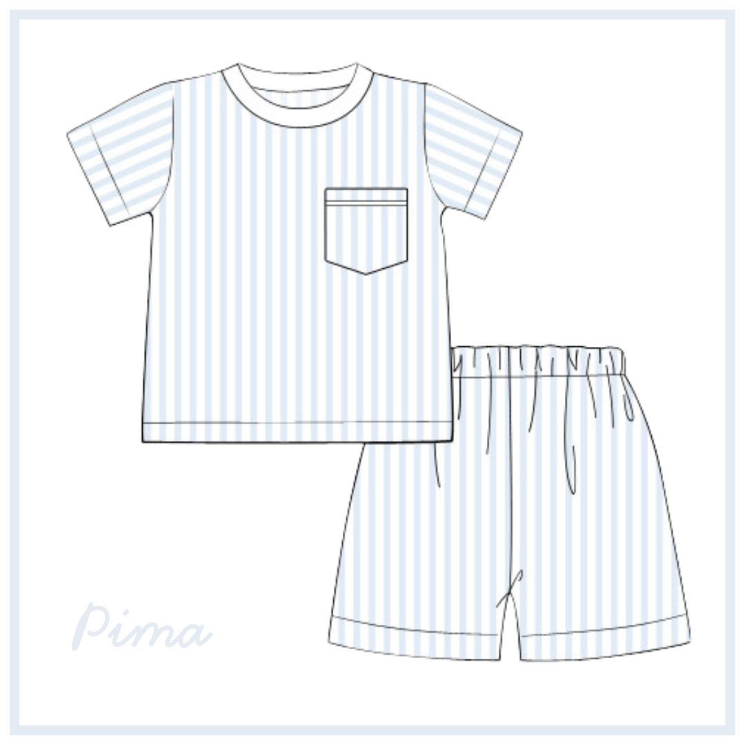 January Arrival Pima Play Stripes Shortie Set