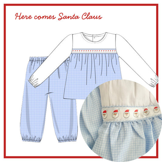 November Arrival Santa Ribbon Boys Float Top & Bubble Pant Set