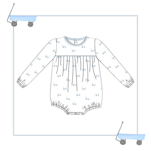 October Arrival Wagon Print Pima Play Boys Bubble