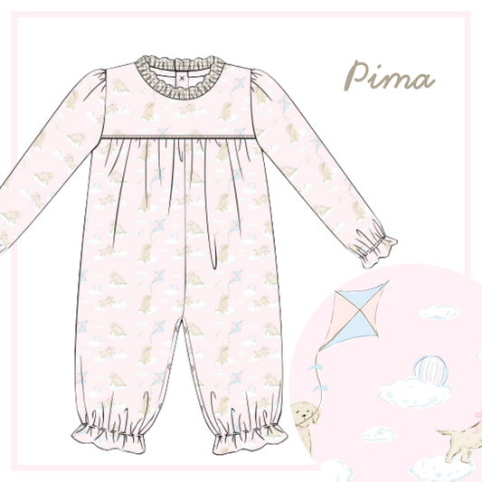 November Arrival Pima Sky Pup Girls Romper