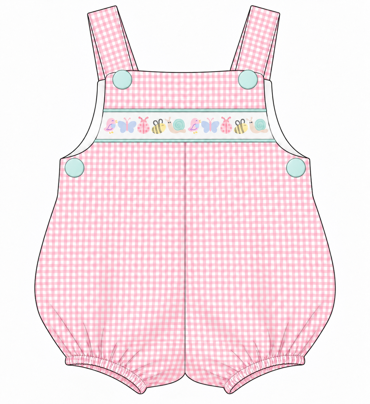 Hudson Romper Girls Garden Critter Ribbon - February Completion