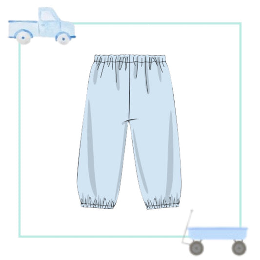 October Arrival Blue Pima Bubble Pant (Oct Wagon Ribbon, January Wagon, Truckin’ & Seaside Santa Match)