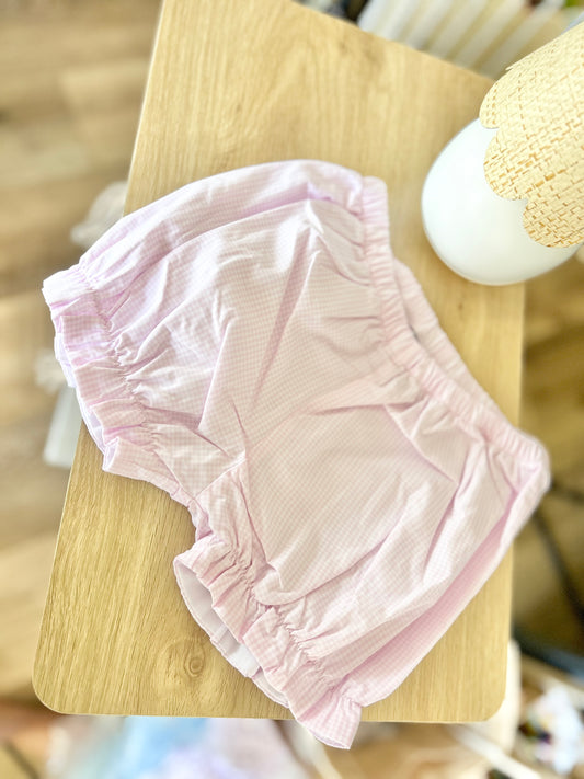Bubblegum Pink Gingham Girls Bubble Shorties