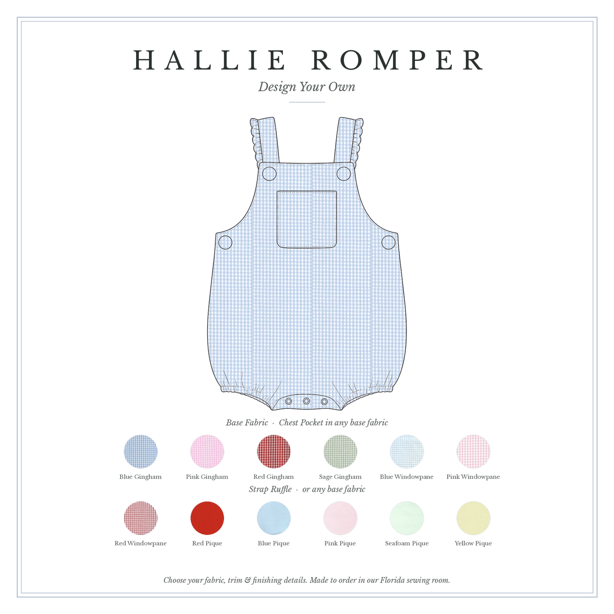 Hallie Romper — design your own, sketch with fabric choices