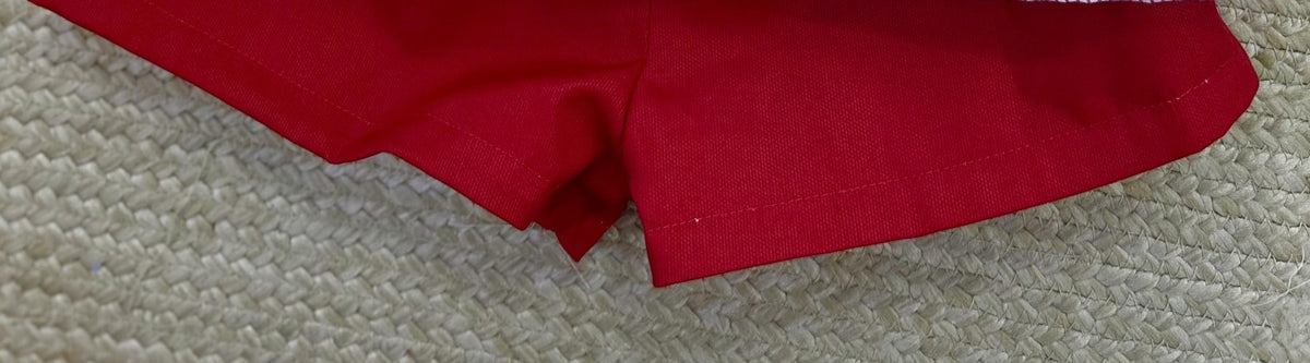 Red pique Straight shorts