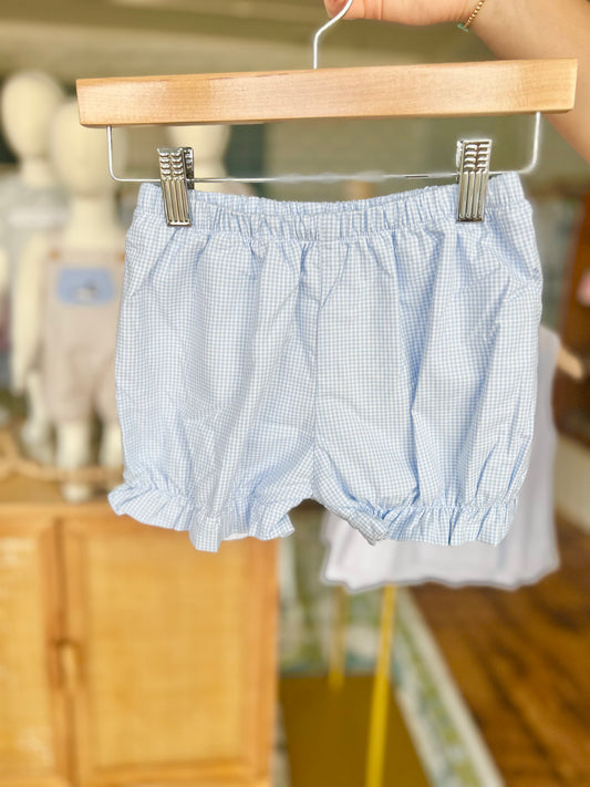 Baby Blue Gingham Girls Bubble Shorties