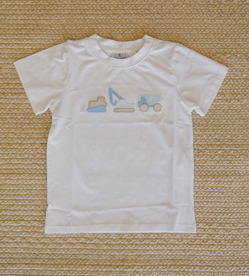 Construction Truck Vintage Applique Style Knit Top