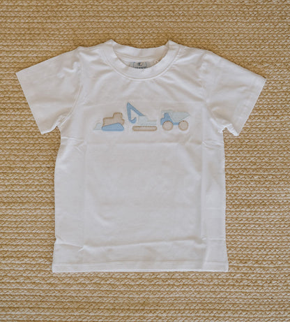 Construction Truck Vintage Applique Style Knit Top