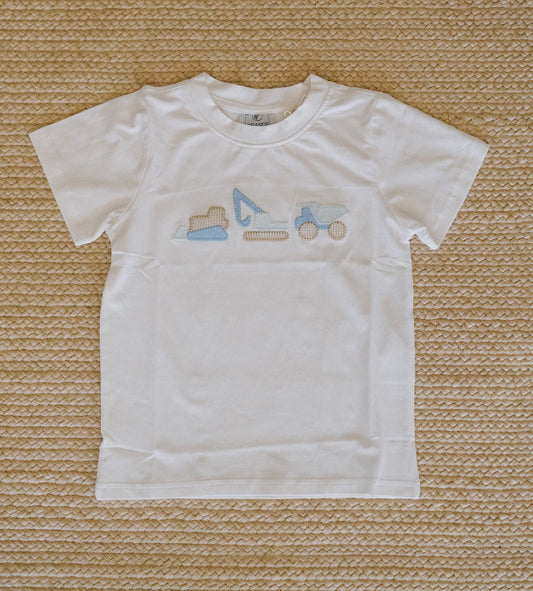 Construction Truck Vintage Applique Style Knit Top