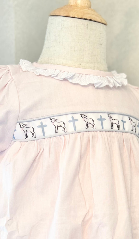 Lamb & Cross Ribbon Girls Dress (fits tts)