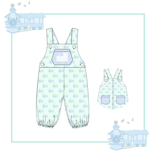 September Arrival Train Applique Hudson Romper