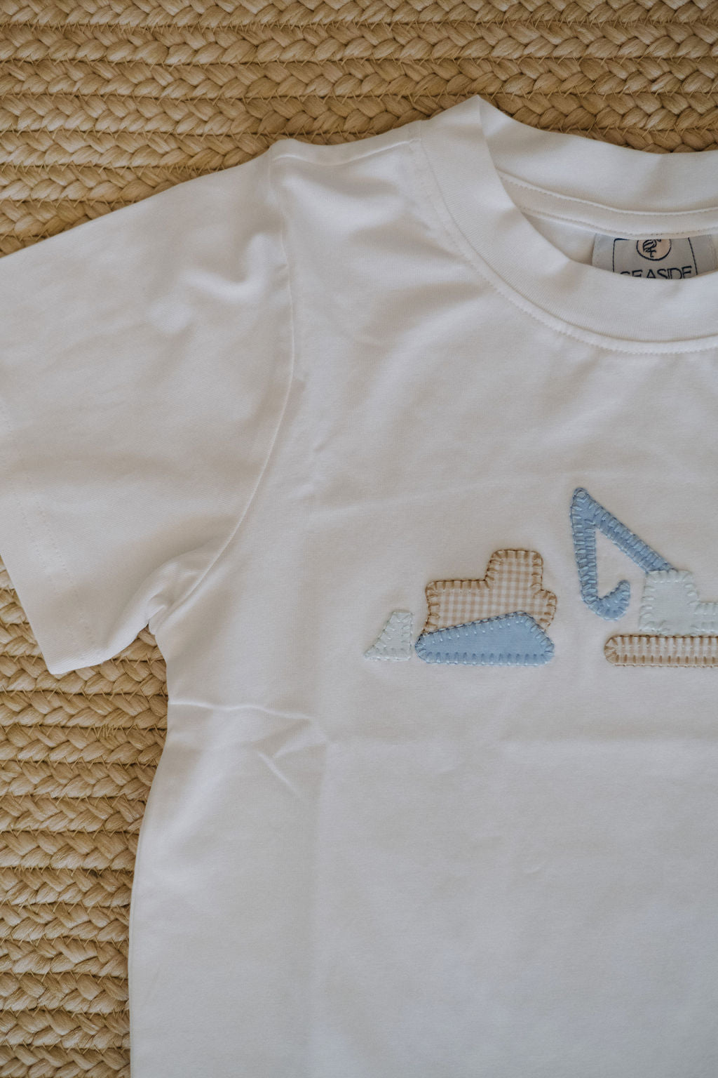 Construction Truck Vintage Applique Style Knit Top