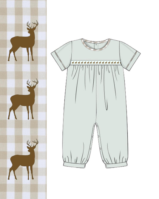 Deer Ribbon Boys Bubble Romper