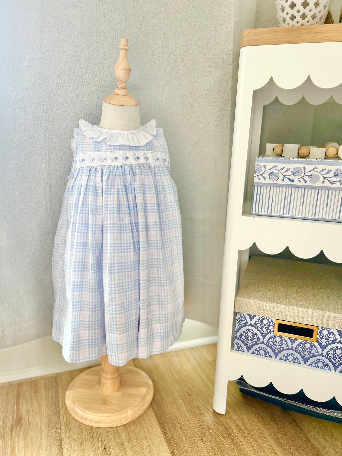 July Presale Vintage Duck Ribbon Girls Dress
