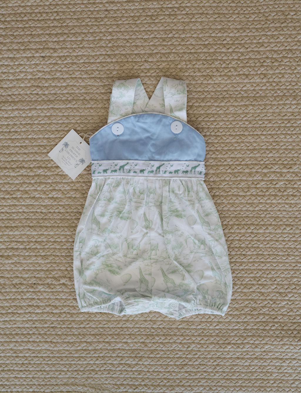 Boys Safari Ribbon Knit Bubble Romper