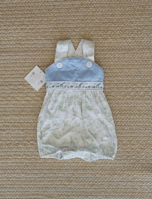 Boys Safari Ribbon Knit Bubble Romper