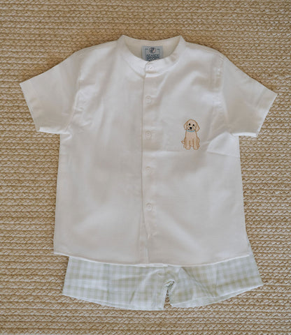 Proper Pups Boys Shortie Set - Linen Top, Woven Bottoms