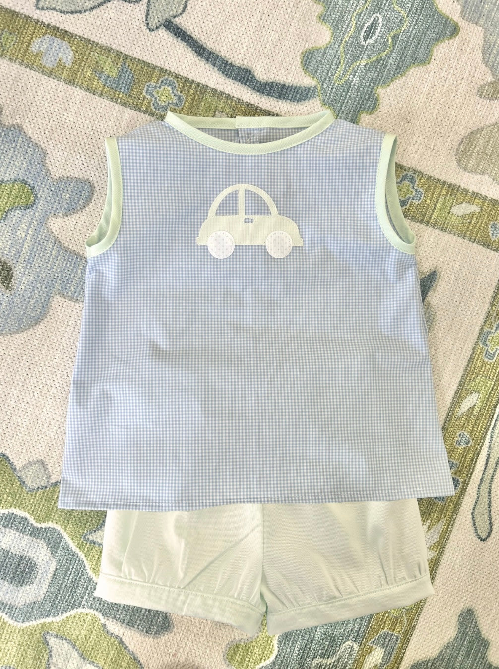 Car Applique Wide Banded Shortie Set - Ready to Ship